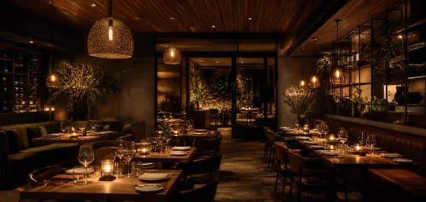 Warm restaurant interior